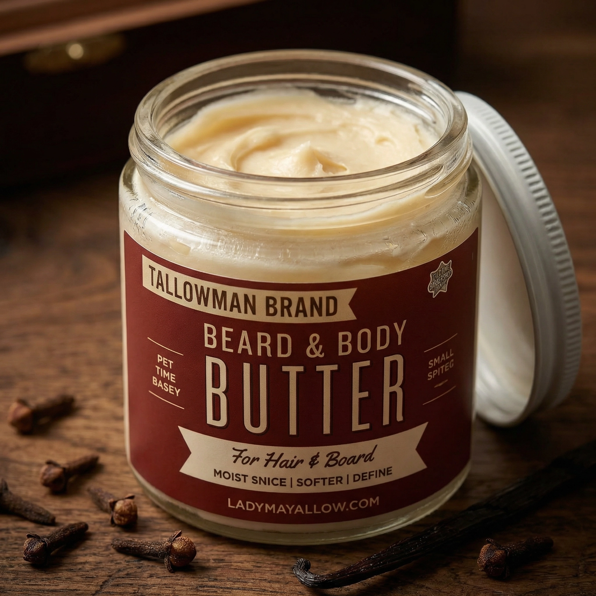 Tallow Man Beard Butter 9oz Trio – Men's Grooming Gift Set | Bay Rum, Tobacco Vanilla, Barbershop