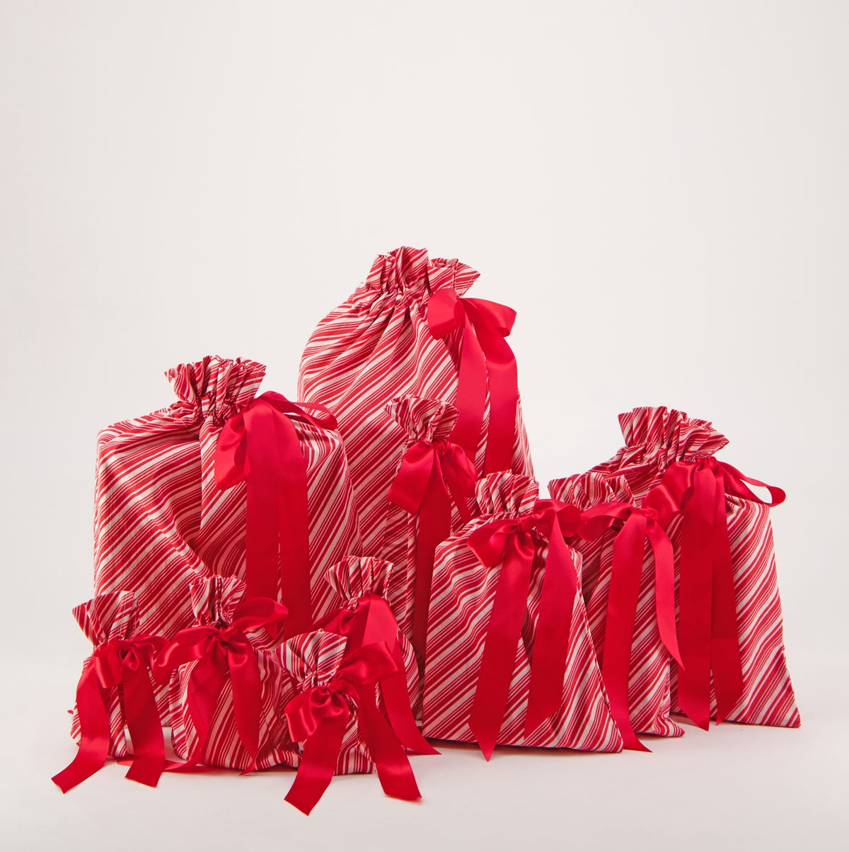 Candy Cane Reusable Gift Bag Set