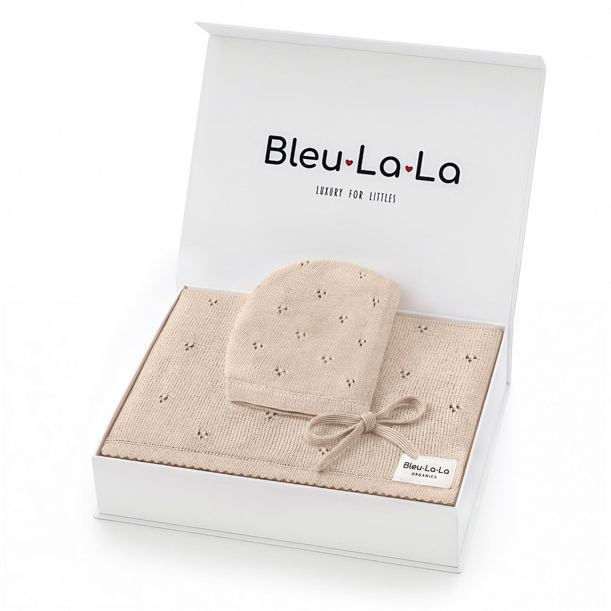 Pointelle Organic Cotton Baby Blanket & Hat Gift Set