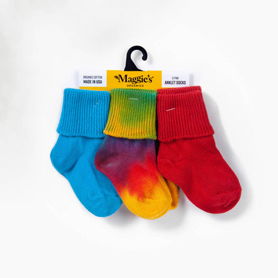 Organic Cotton Socks - Infant & Toddler Color Anklet 3 Pak