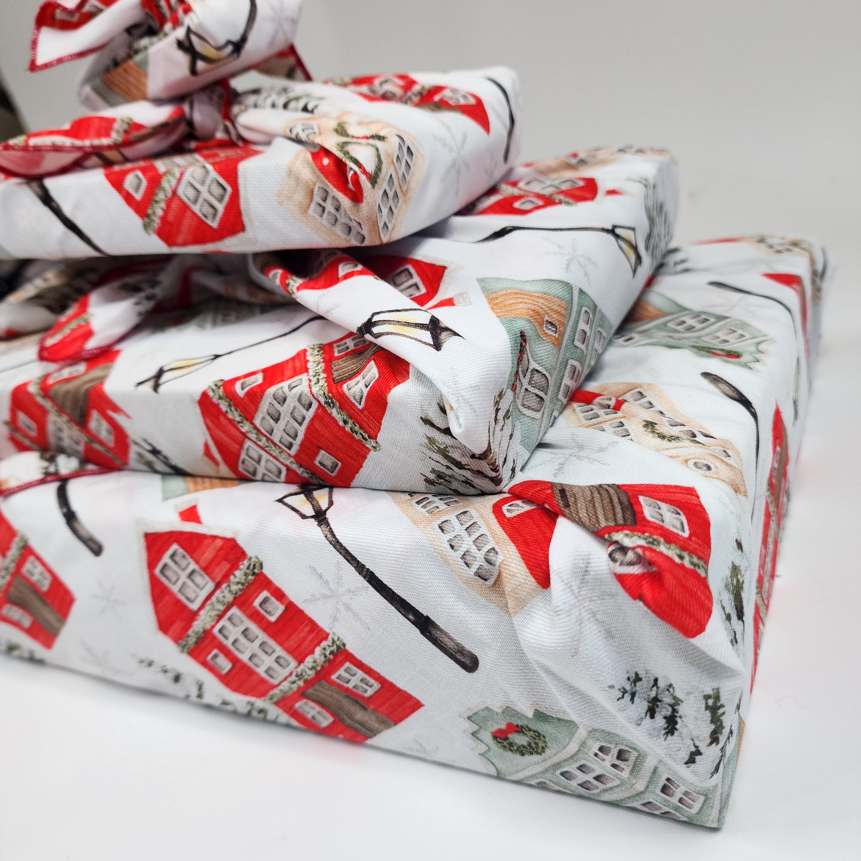 Christmas Cottages (4 Furoshiki Gift Wraps)