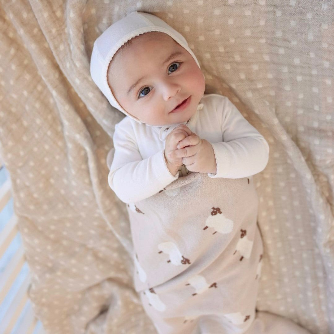 Sheep Cotton Knit Baby Blanket