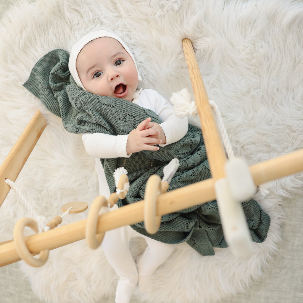 Heart Cotton Knit Baby Blanket