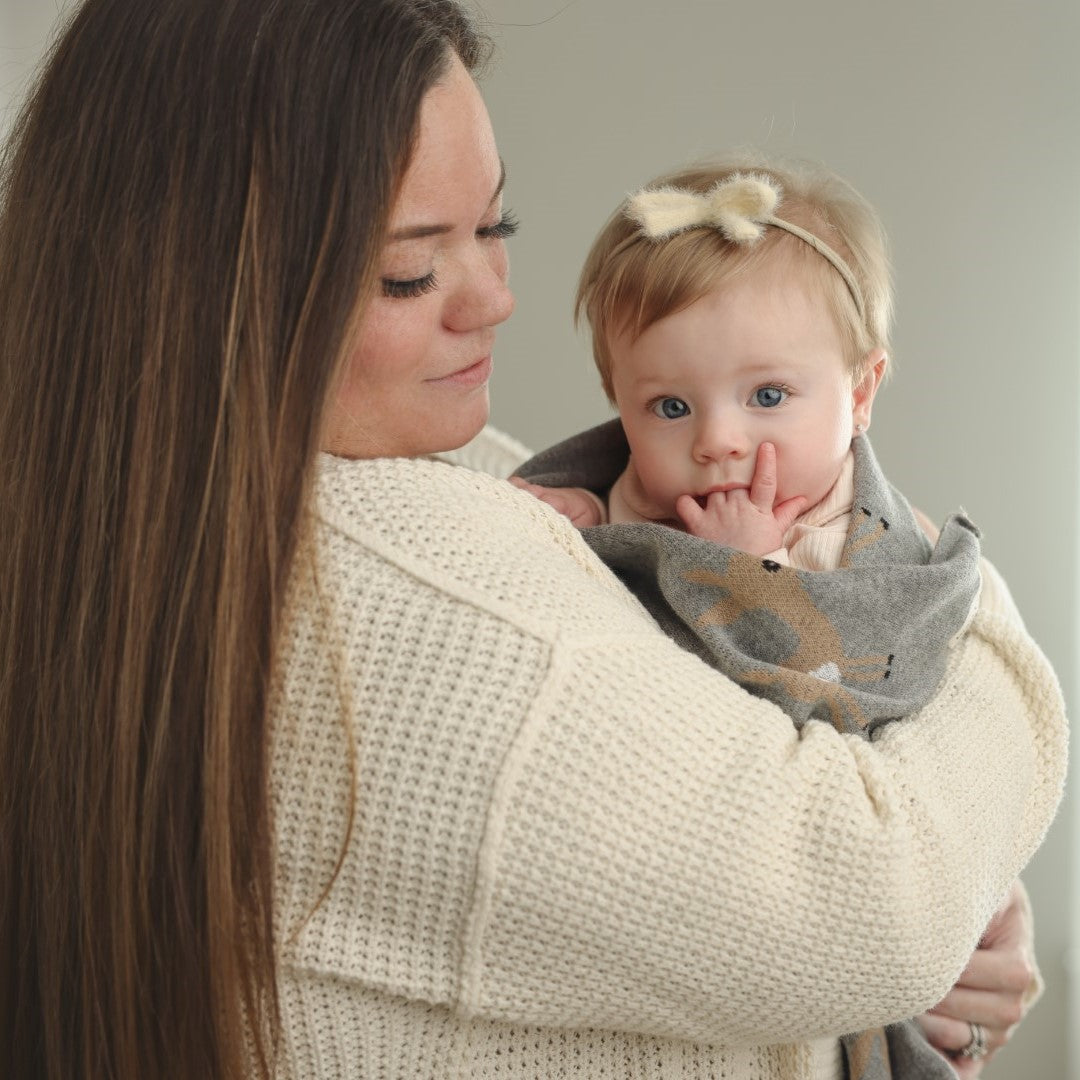 Deer Cotton Knit Baby Blanket