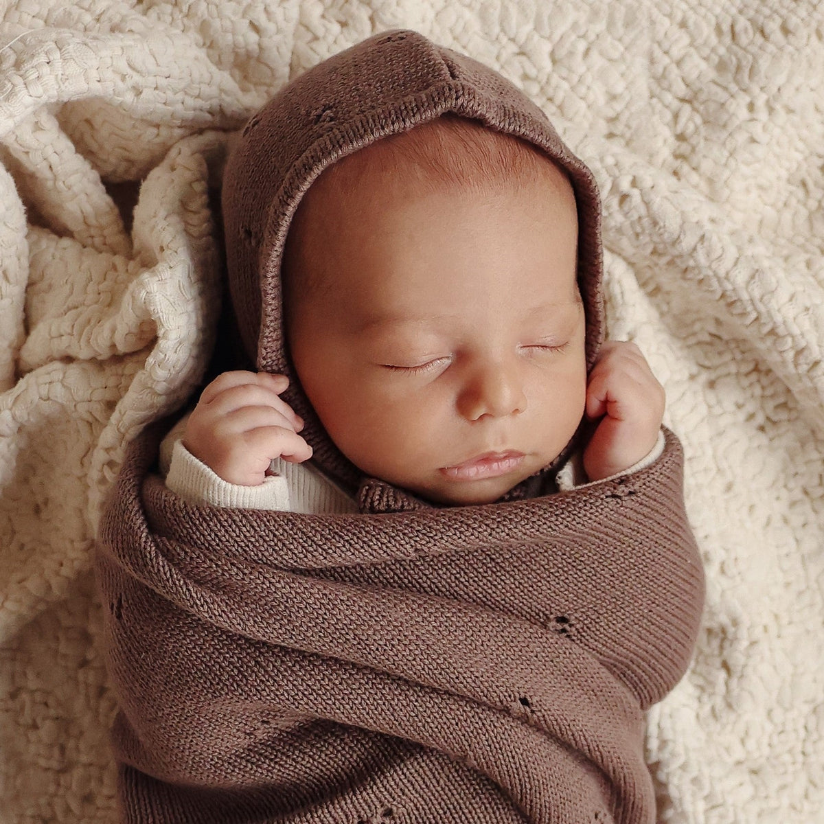 Pointelle Organic Cotton Baby Blanket & Hat Gift Set