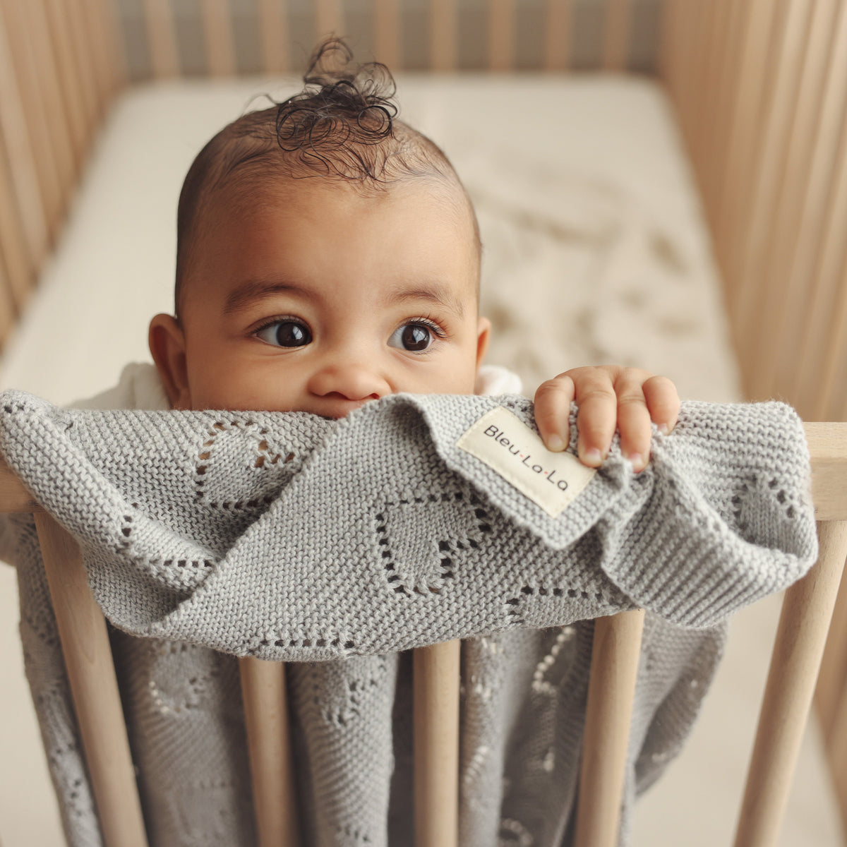 Heart Cotton Knit Baby Blanket