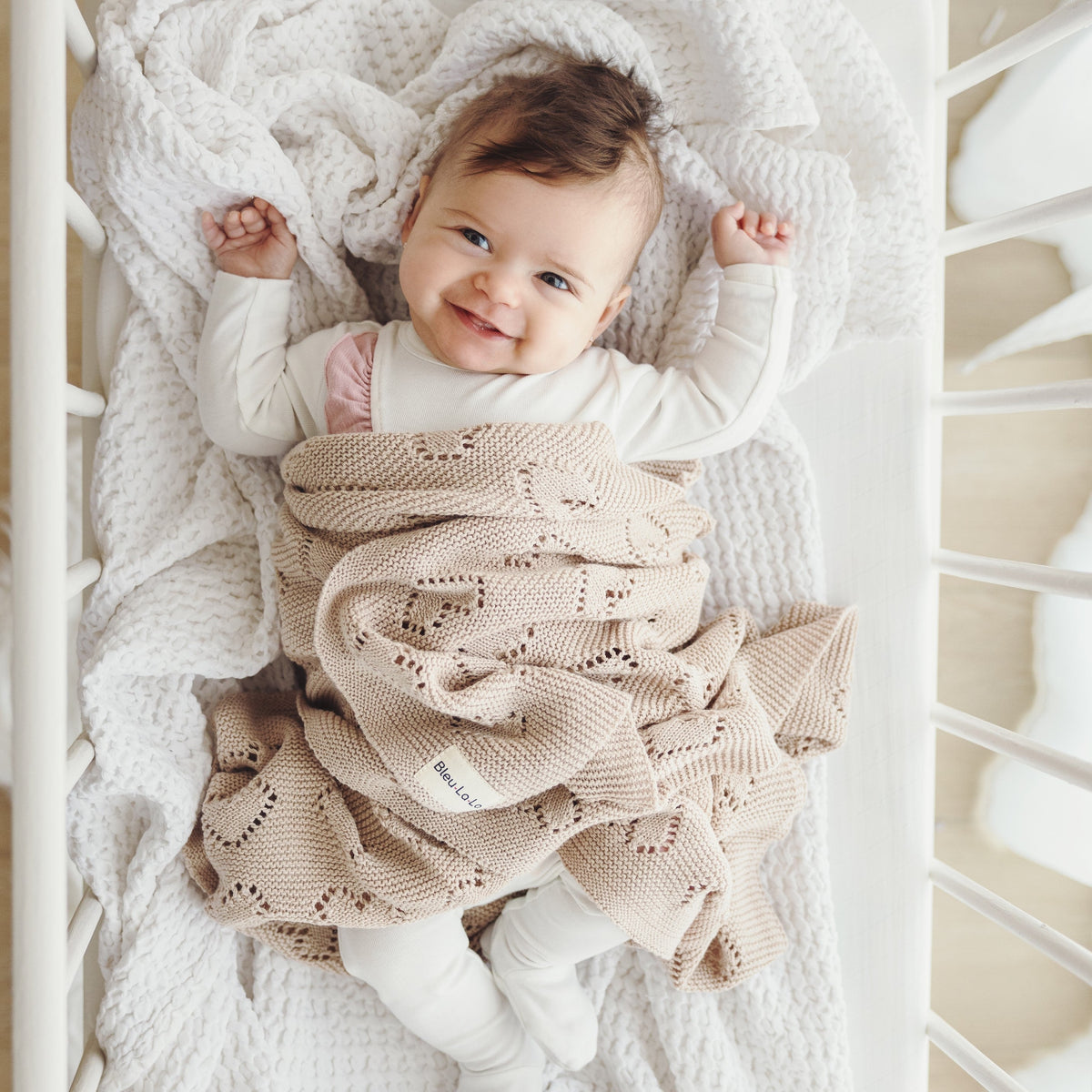 Heart Cotton Knit Baby Blanket