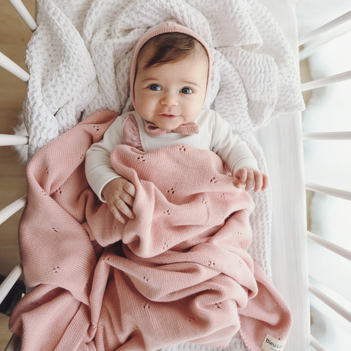 Pointelle Organic Cotton Knit Baby Blanket