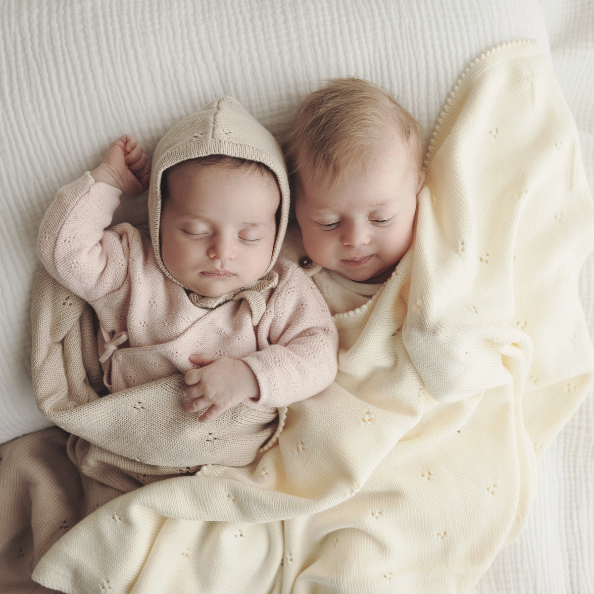 Pointelle Organic Cotton Baby Blanket & Hat Gift Set