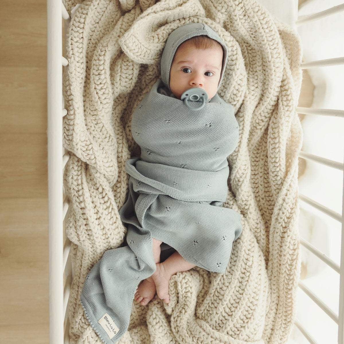 Pointelle Organic Cotton Baby Blanket & Hat Gift Set
