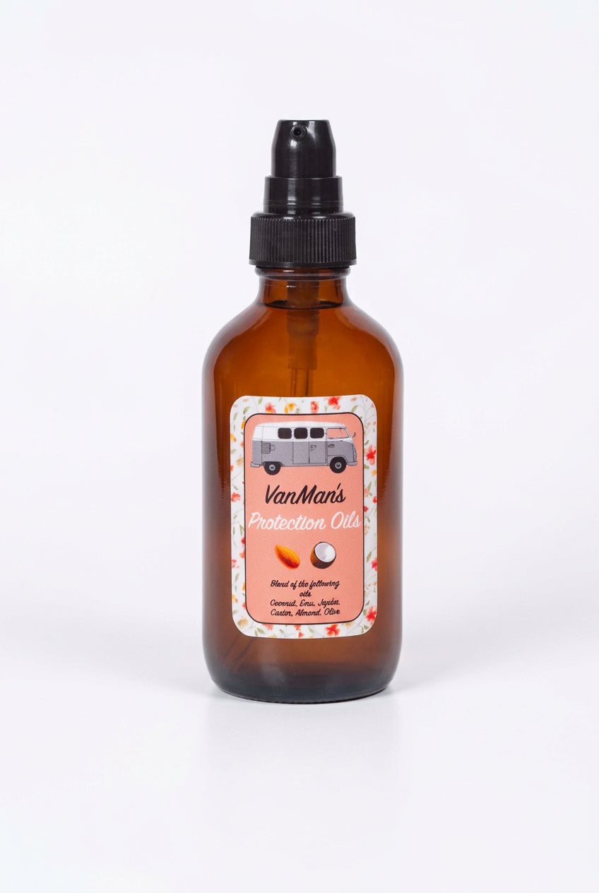 Brown glass bottle with a label on a pink background