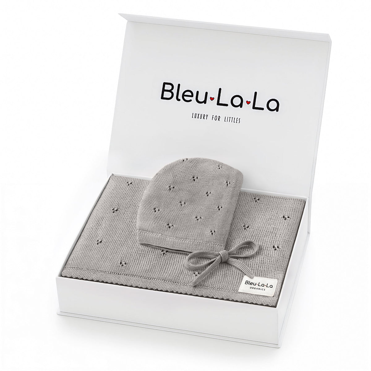 Pointelle Organic Cotton Baby Blanket & Hat Gift Set