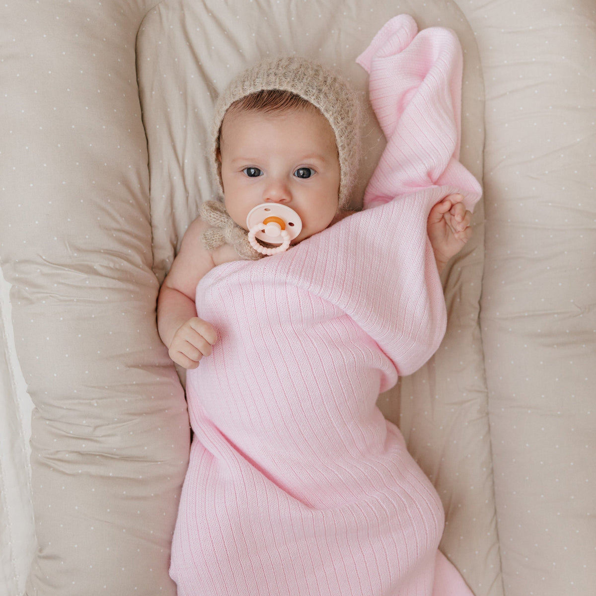 Ribbed Organic Cotton Knit Baby Blanket