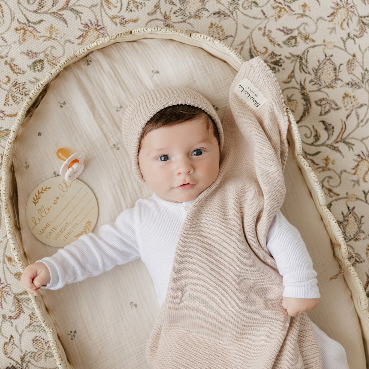 Luxe Organic Cotton Baby Blanket & Hat Gift Set