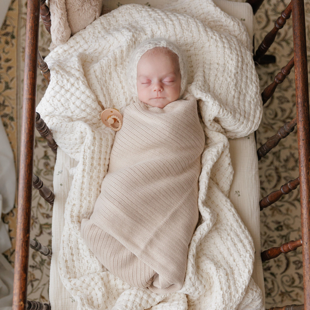 Ribbed Organic Cotton Knit Baby Blanket