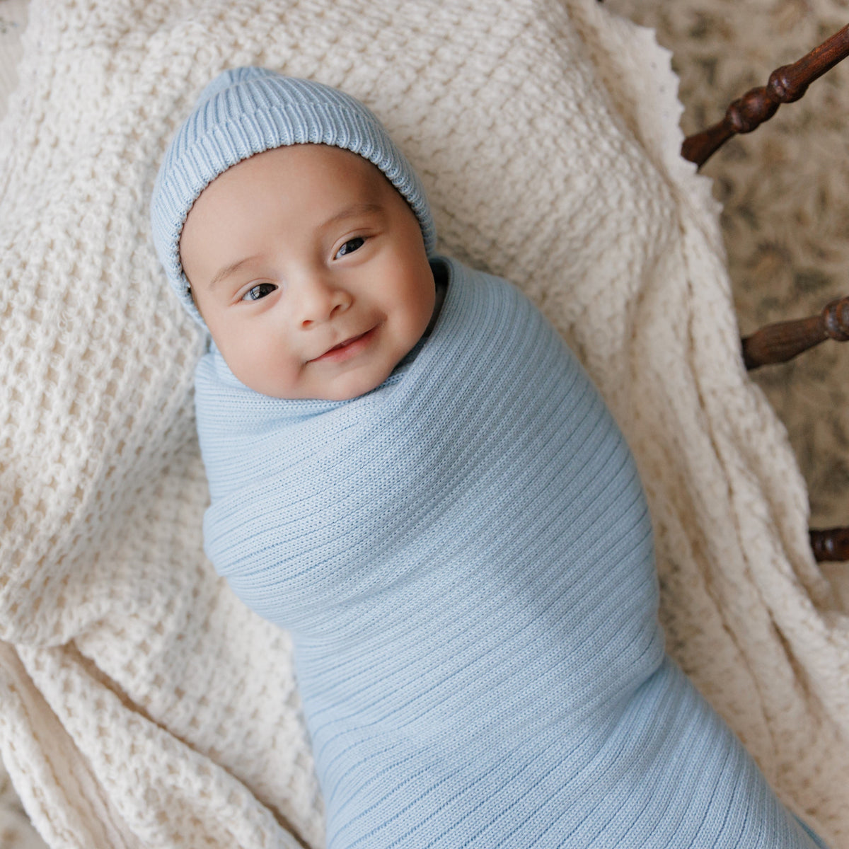Ribbed Organic Cotton Knit Baby Blanket