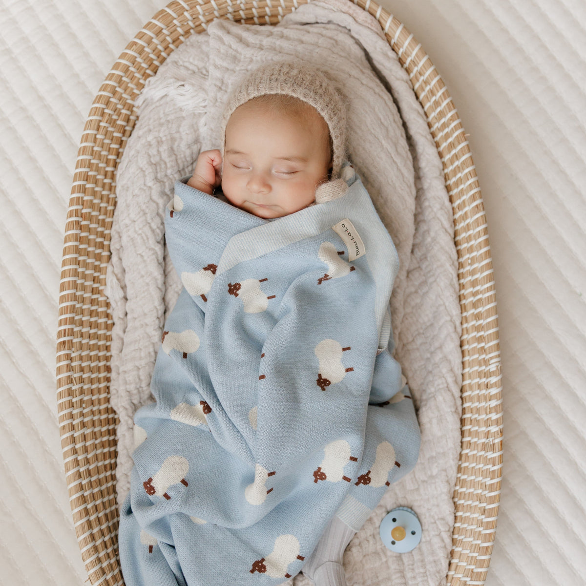 Sheep Cotton Knit Baby Blanket