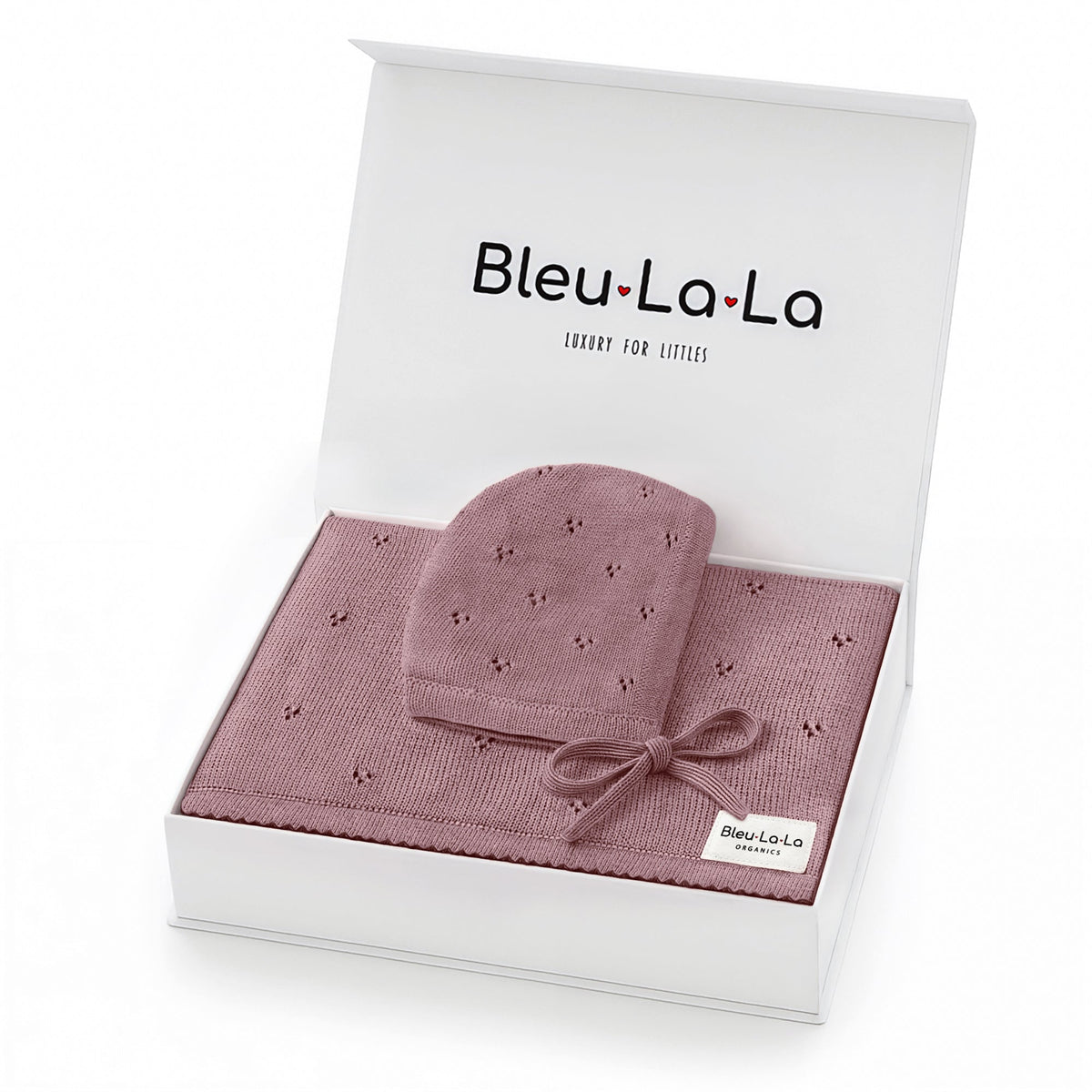 Pointelle Organic Cotton Baby Blanket & Hat Gift Set