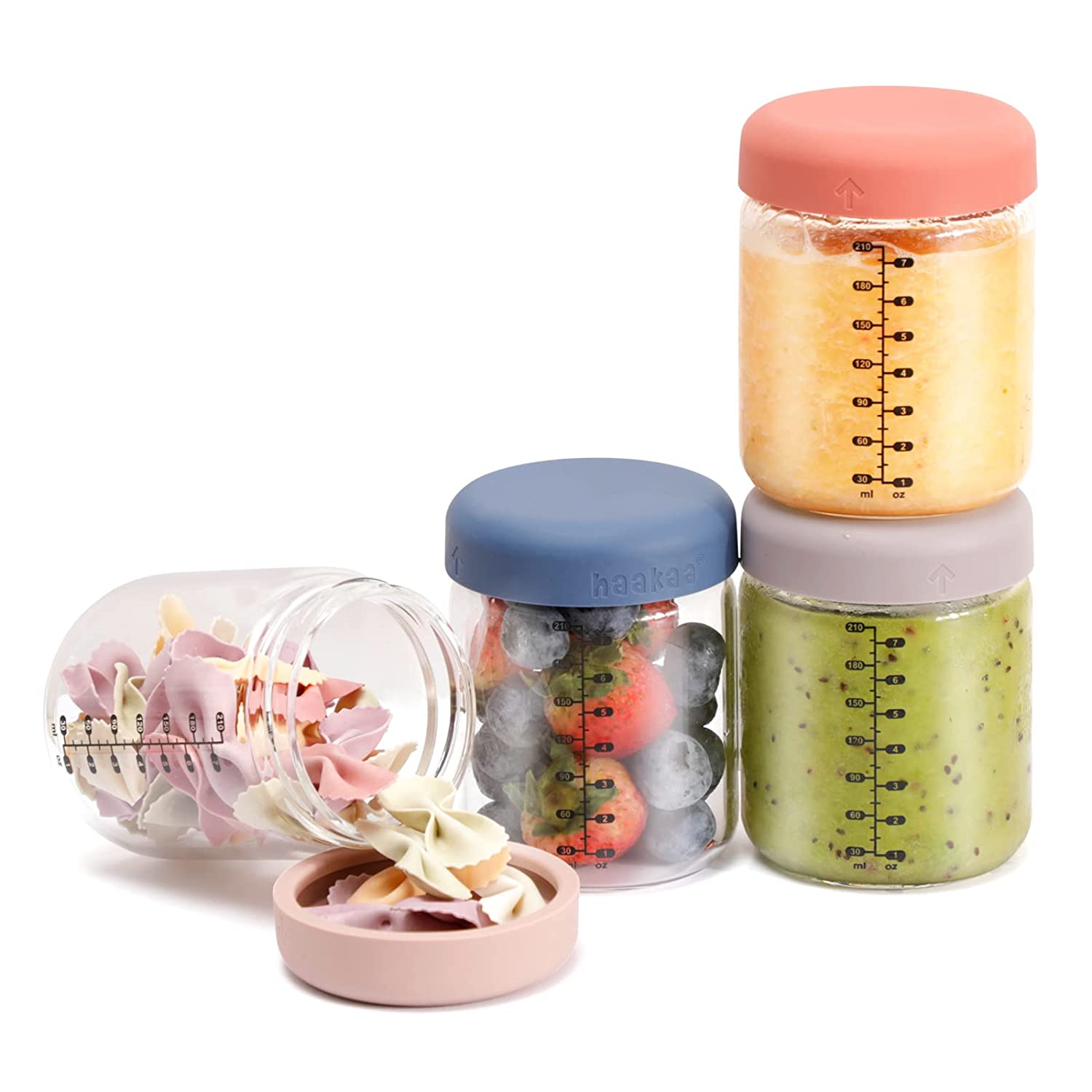 Haakaa Sealed Glass Storage Jar Set - 4 x 7 oz Glass Jars
