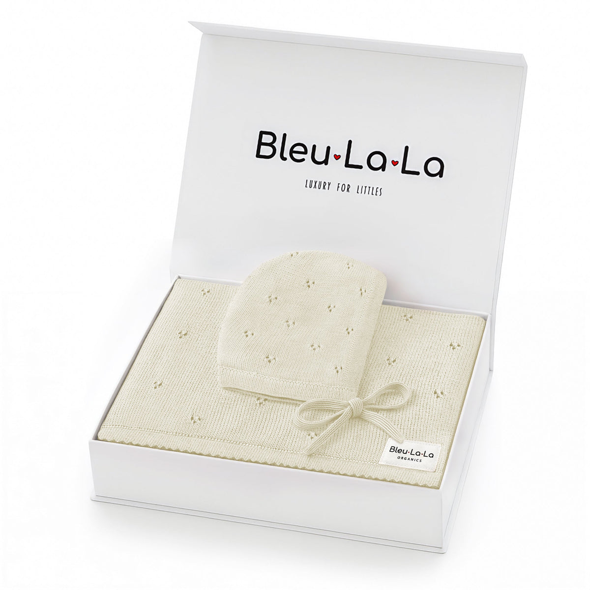 Pointelle Organic Cotton Baby Blanket & Hat Gift Set