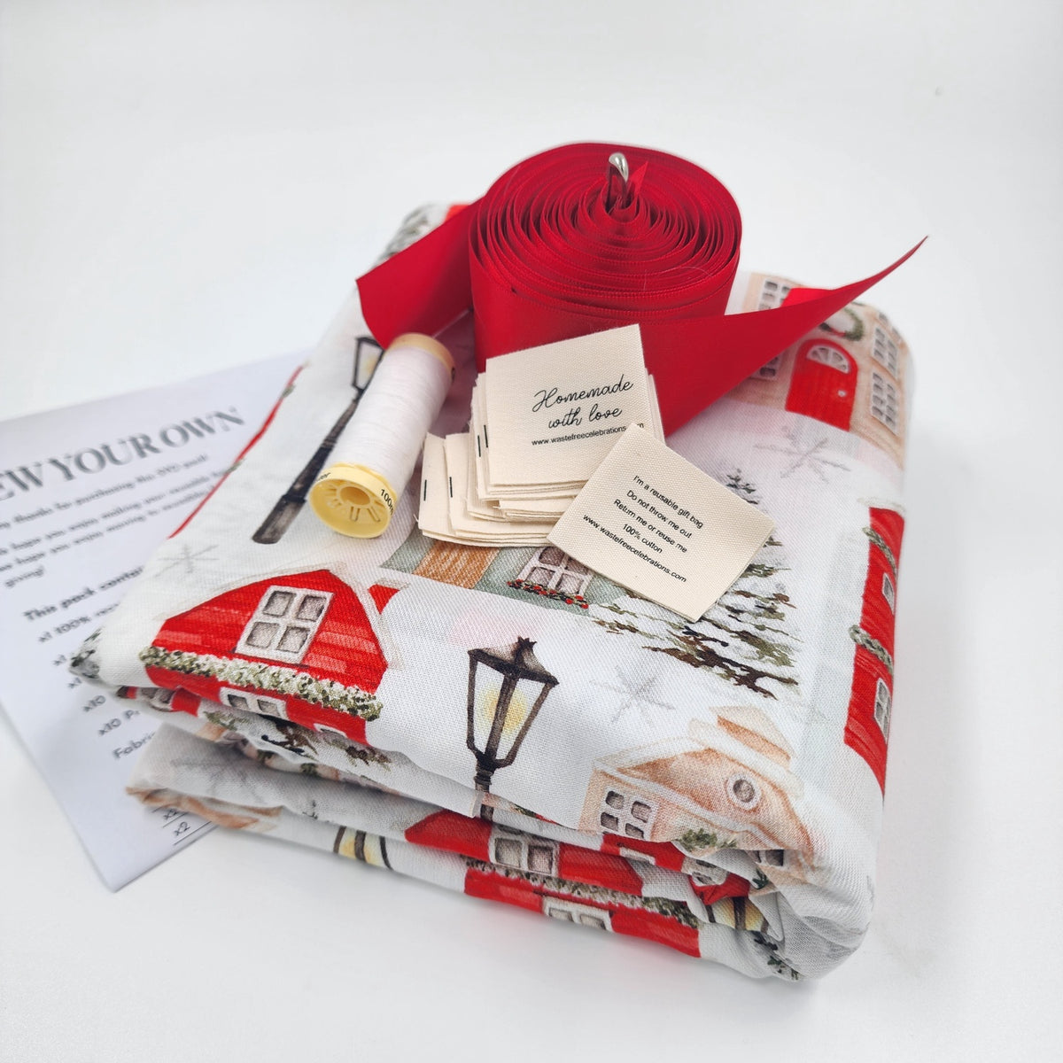 Christmas Cottages Reusable Gift Bag Set
