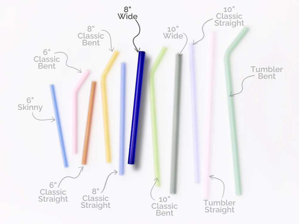 Wide Glass Smoothie Straw Set, 8" or 10"