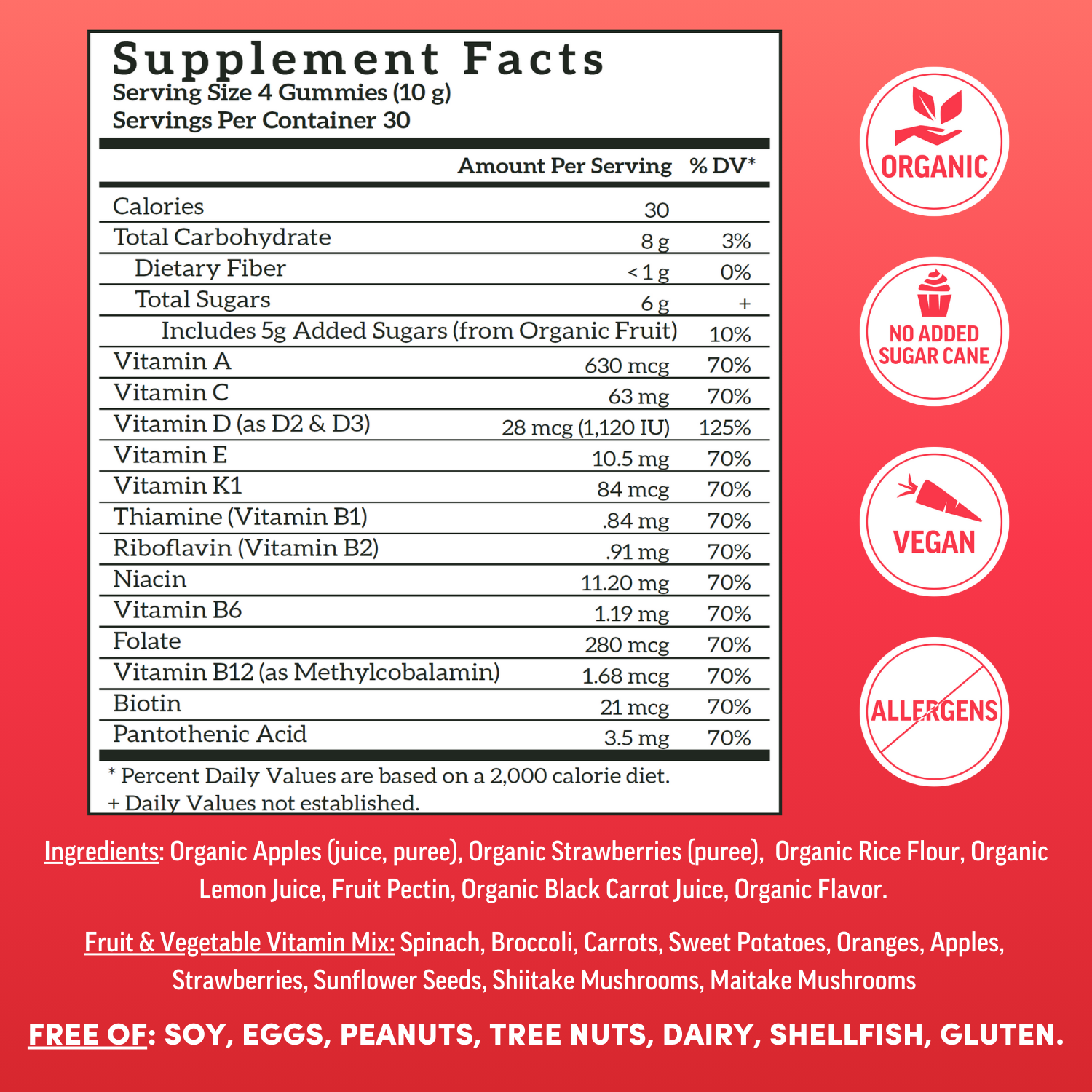 Adult Multivitamin Gummies, Strawberry (120 ct)