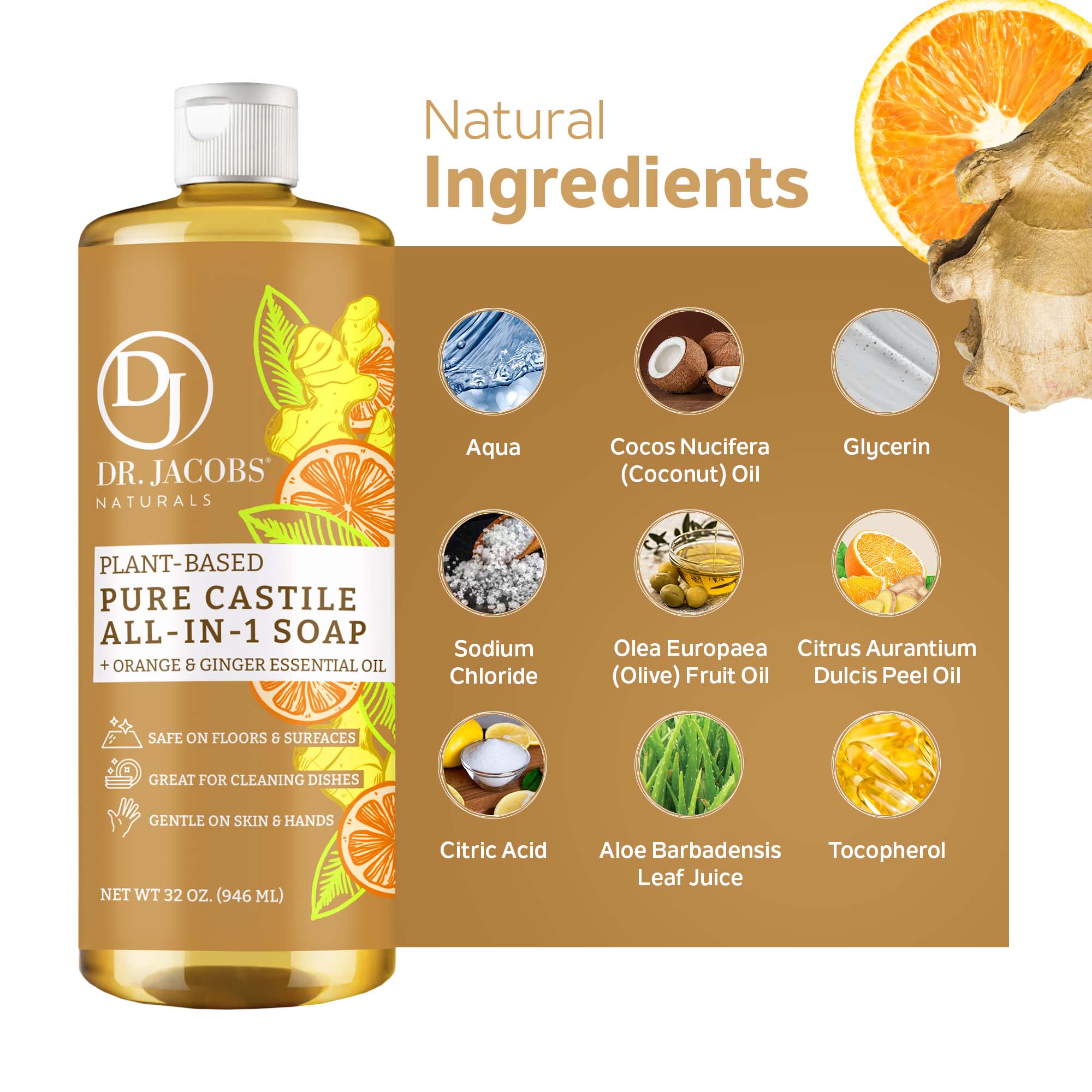Orange & Ginger All-in-One Castile Soap