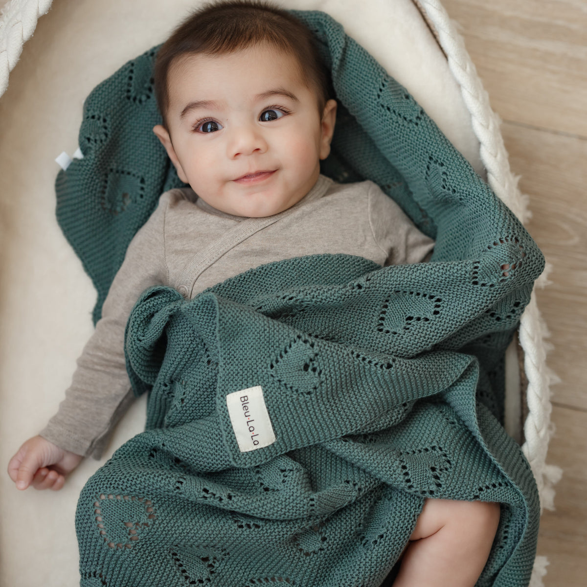 Heart Cotton Knit Baby Blanket