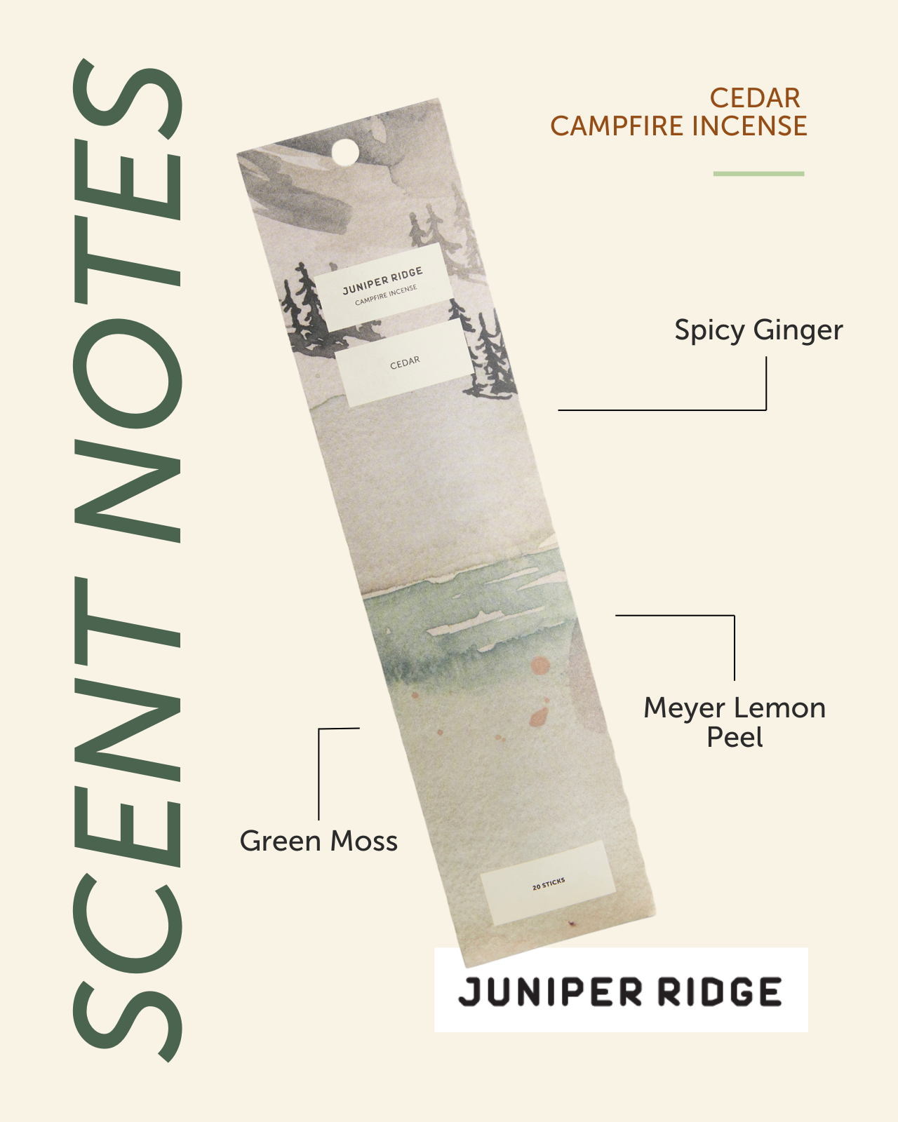 Cedar Campfire Incense (20 Sticks) 3-Pack