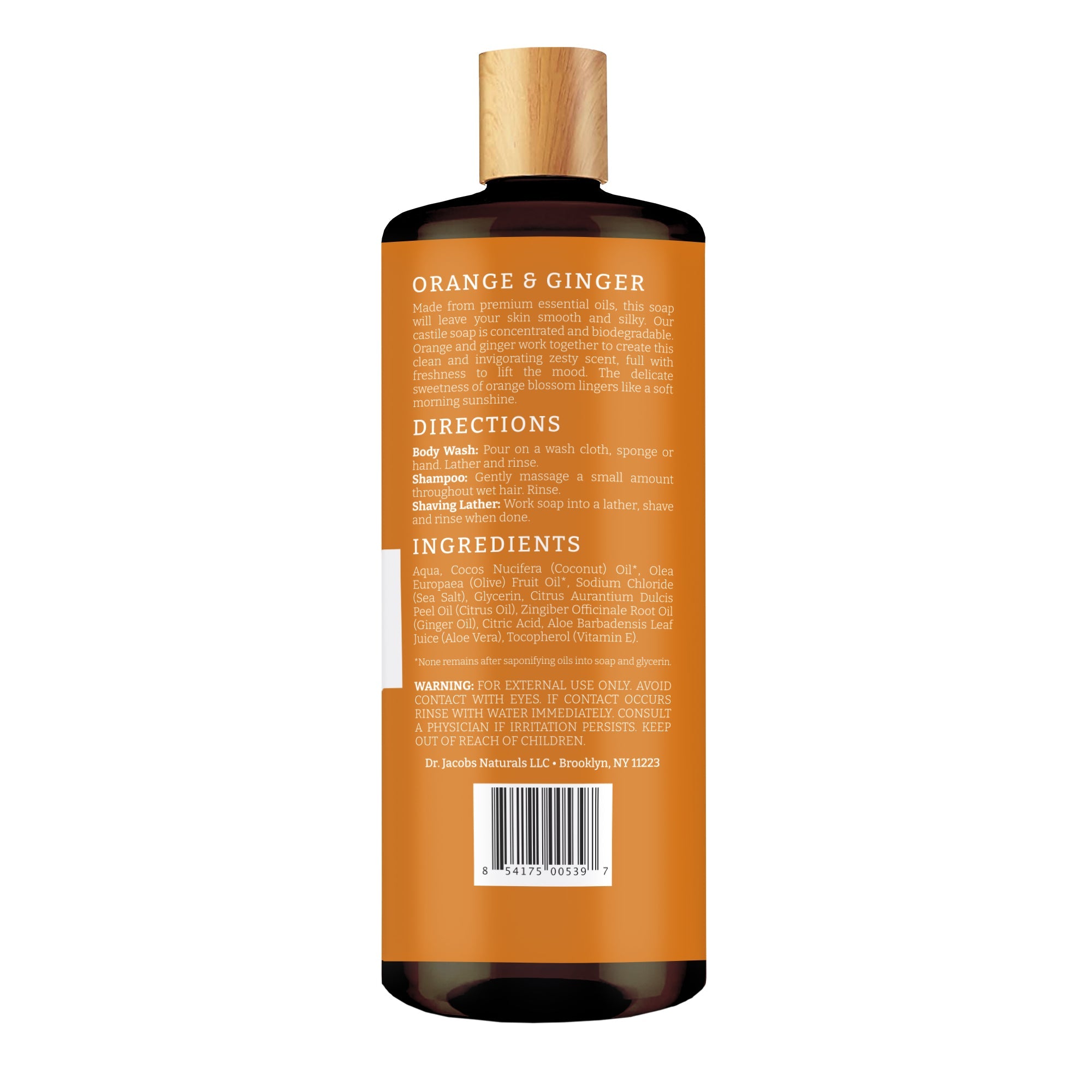 Dr. Jacobs Naturals Orange & Ginger Castile Body Wash
