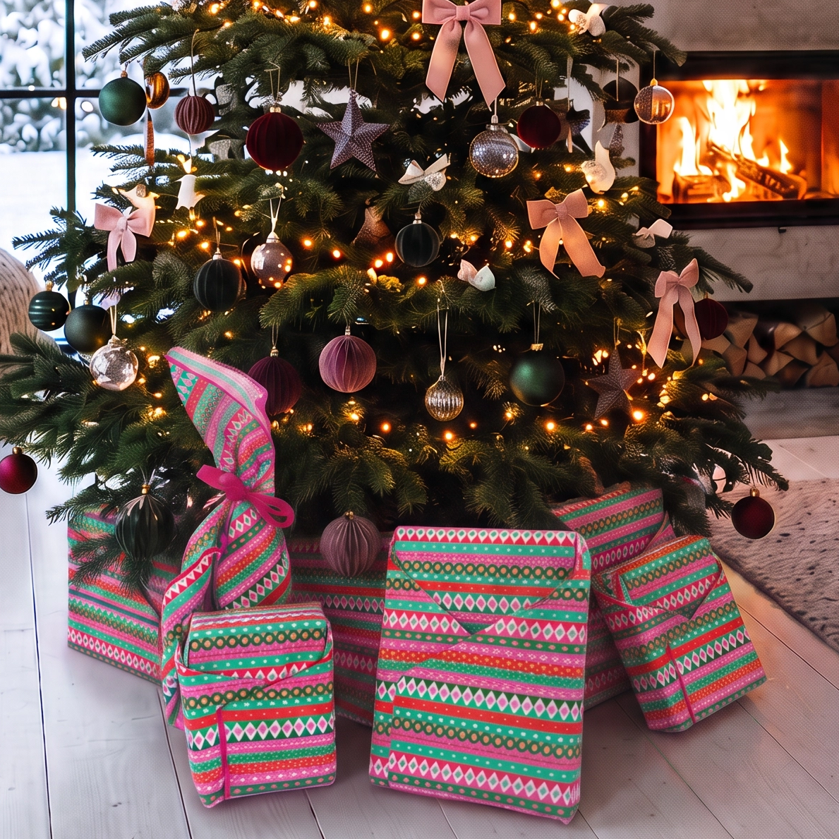 Feliz Navidad Fiesta Furoshiki Gift Wraps - Set of 4