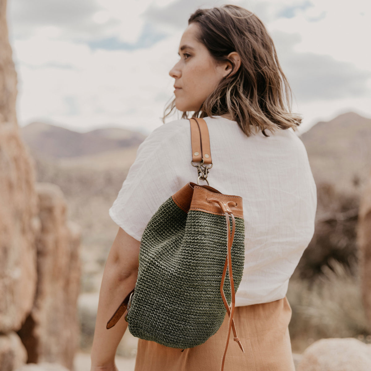 Transito Woven Mini Backpack | Sage Green