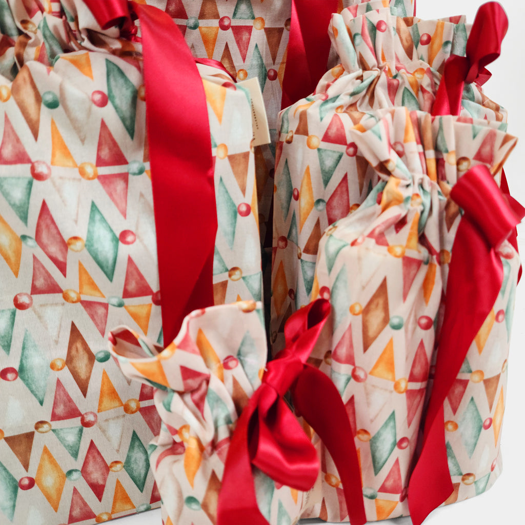 Nutcracker Harlekin Reusable Gift Bag Set