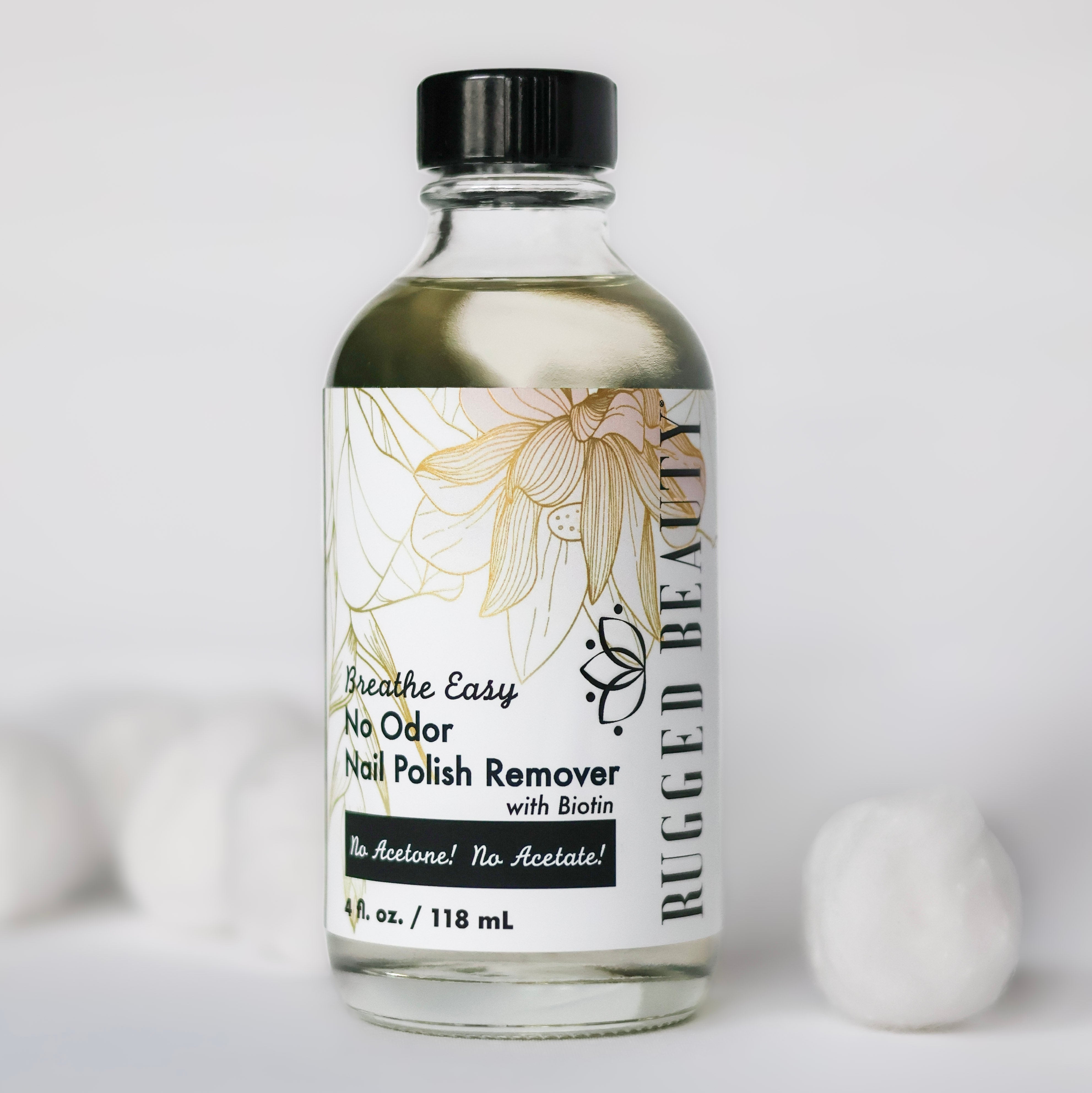 Bottle of Bigie Beauty nail polish remover on a white background