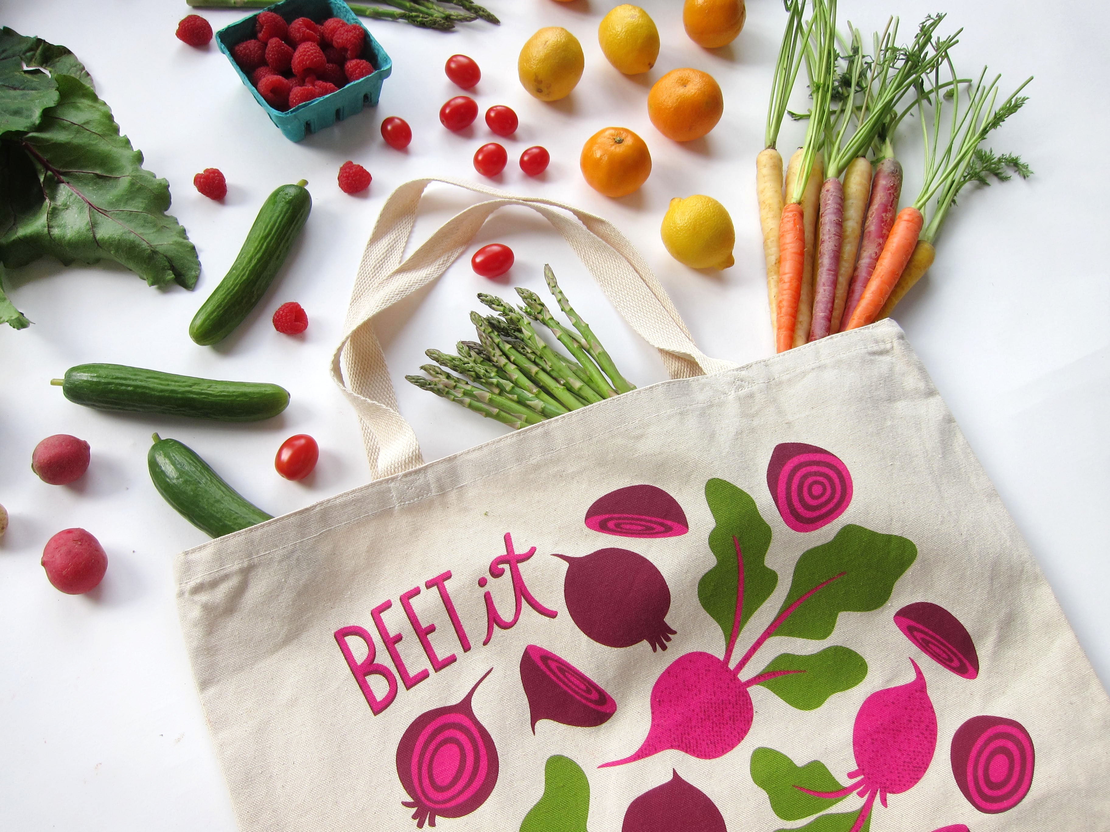 Beet Cotton Canvas Tote Bag