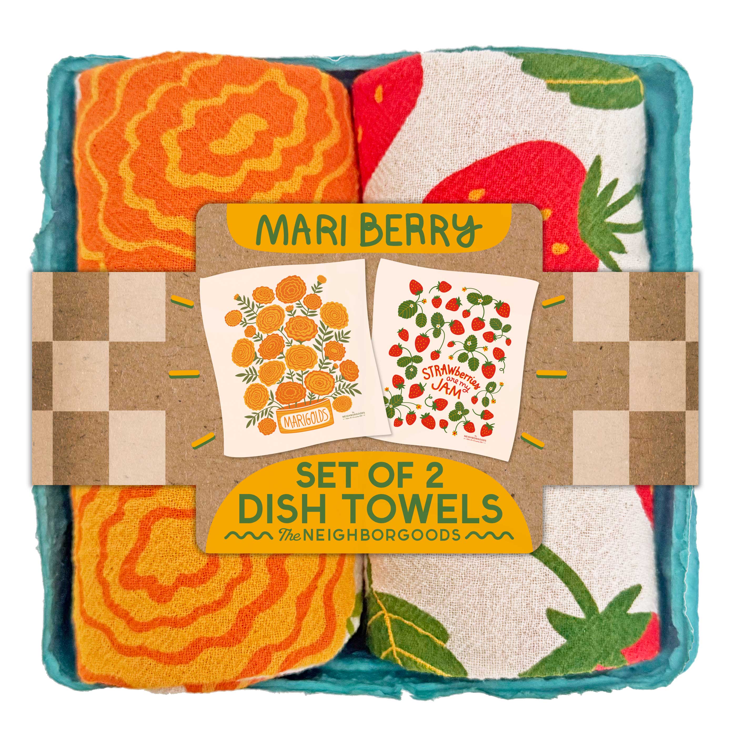 Mari Berry Organic Cotton Dish Towel Set - 2 Pack
