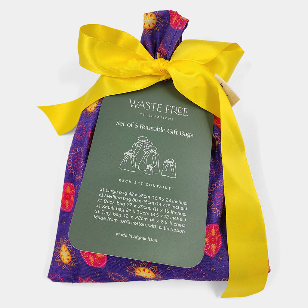 Marigold Mandala Reusable Gift Bag Set
