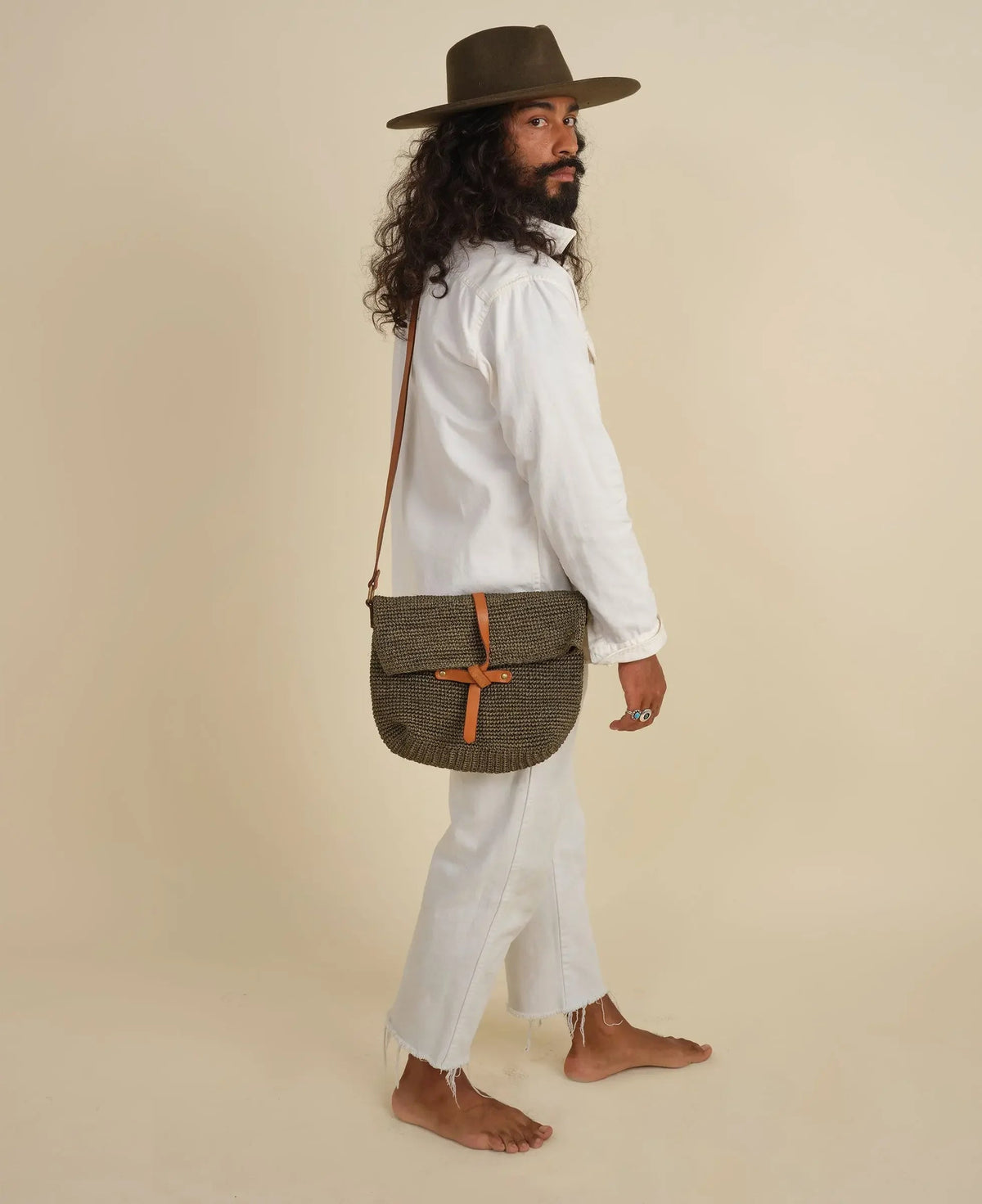 Carmen Woven Crossbody Bag | Sage Green