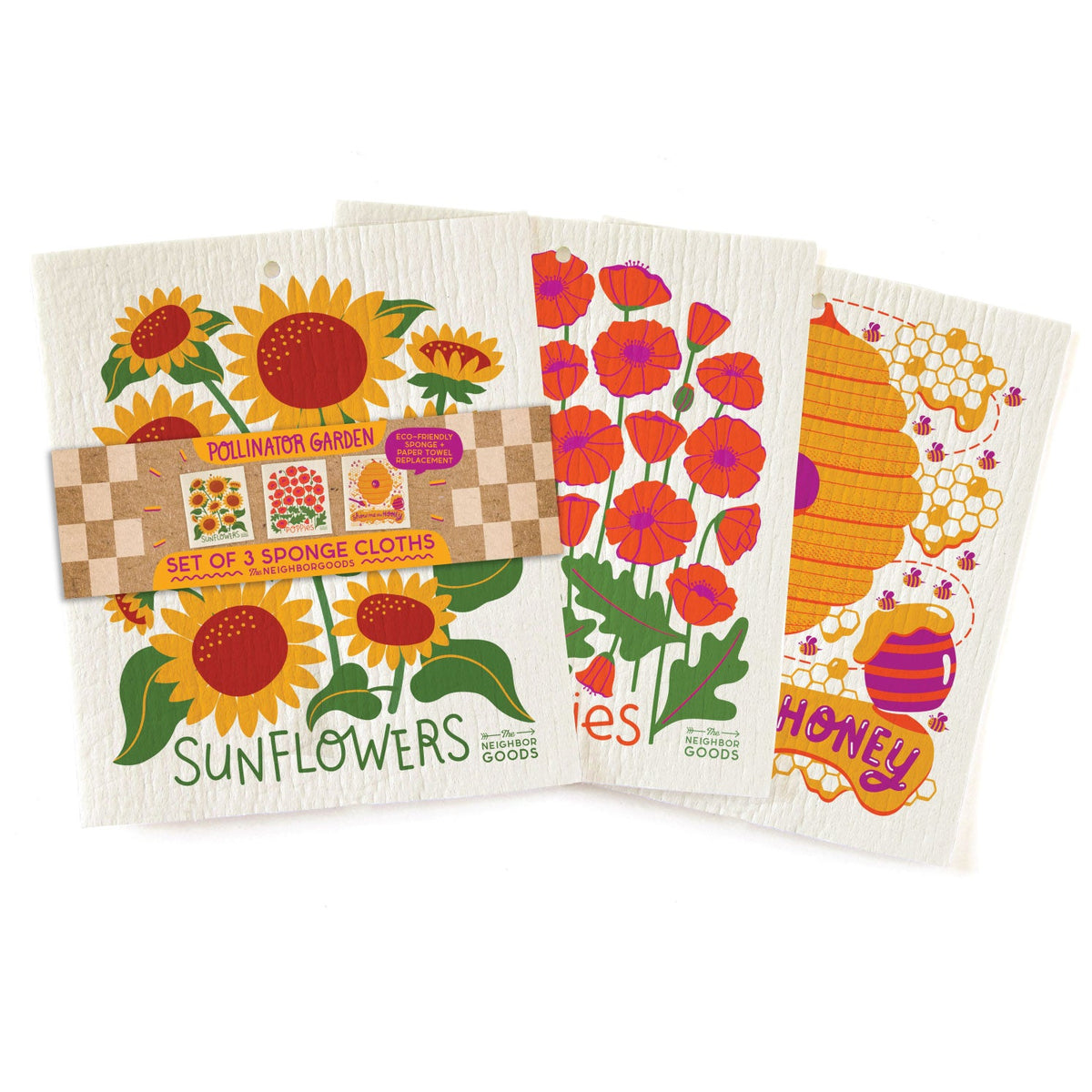 The Neighborgoods Pollinator Garden - Sponge Cloth Set Of 3
