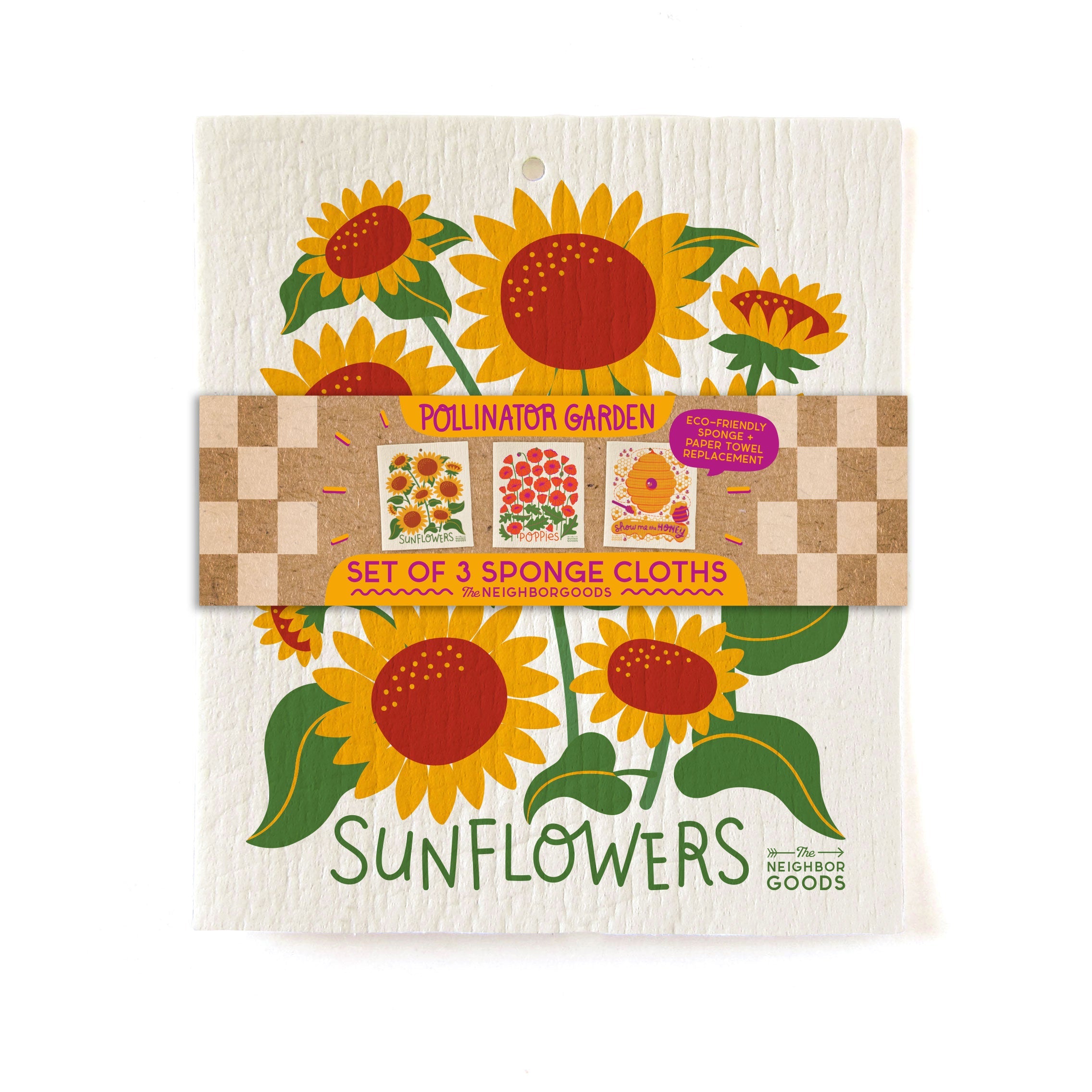 The Neighborgoods Pollinator Garden - Sponge Cloth Set Of 3