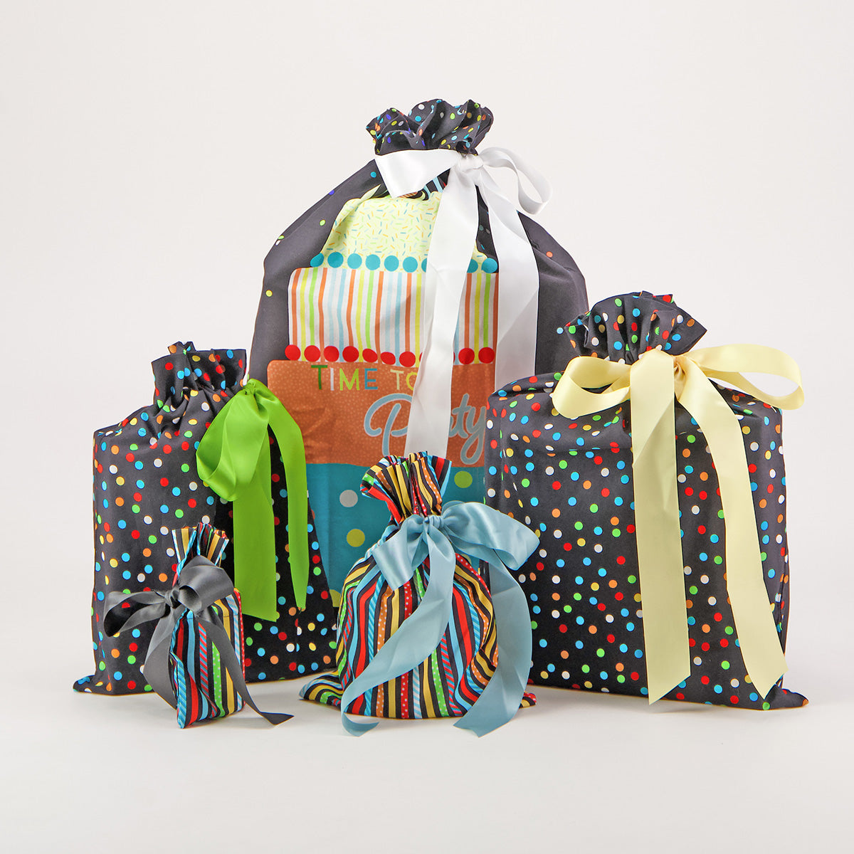 Time to Party Reusable Gift Bag Set
