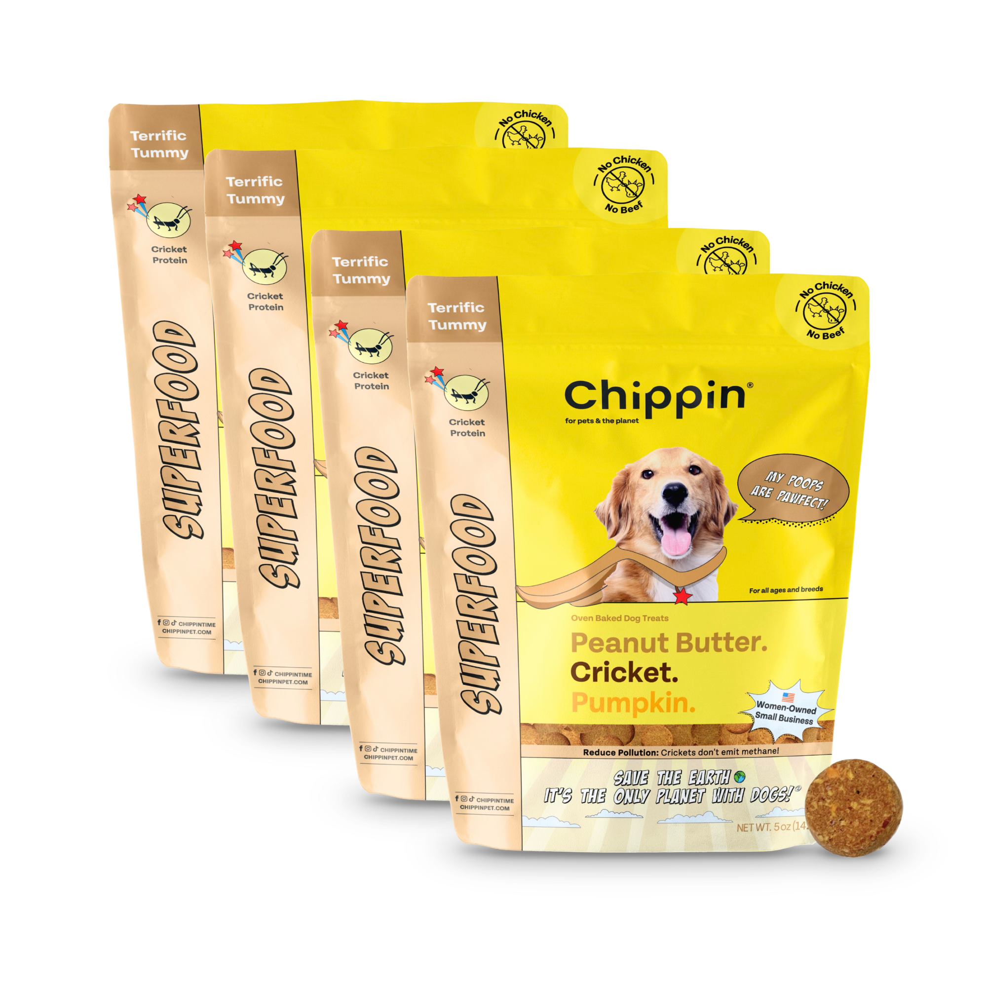 Superfood Cricket & Pumpkin Dog Treats, 4-Pack