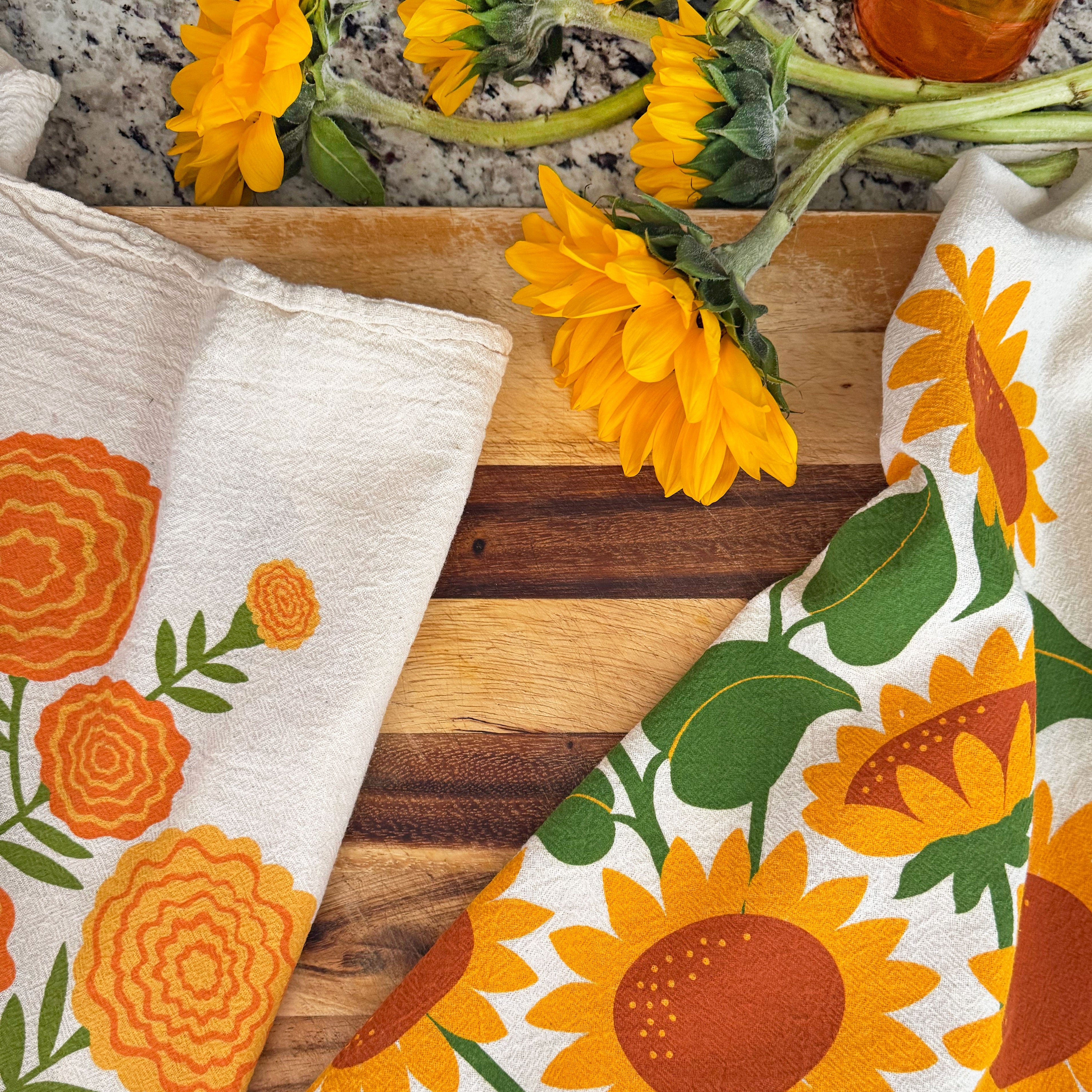 The Neighborgoods Marigolds Dish Towel