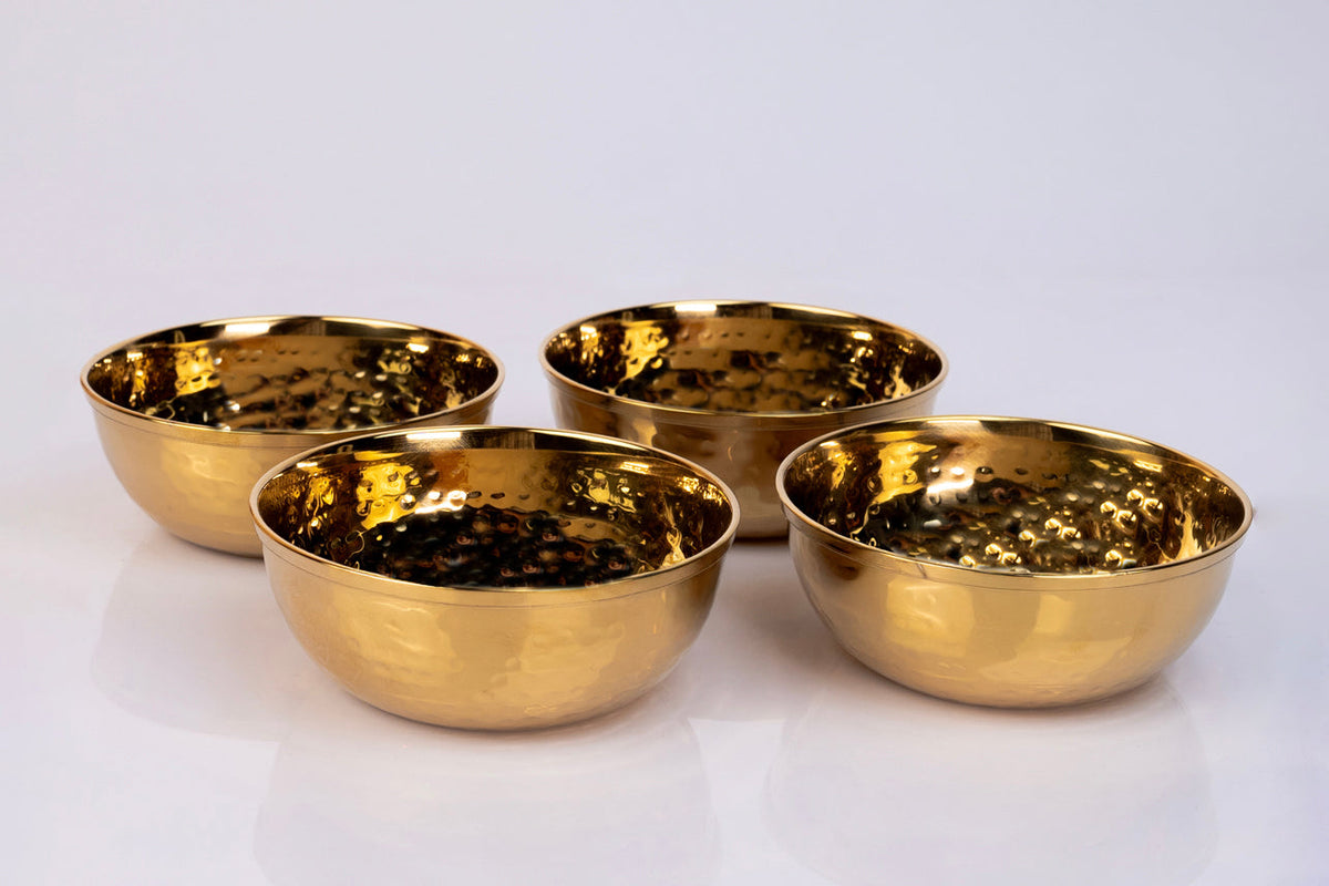 Hammered Stainless Steel Serving Bowl - Set of 4