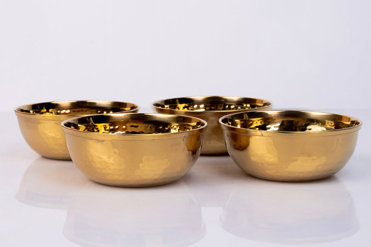 Hammered Stainless Steel Serving Bowl - Set of 4