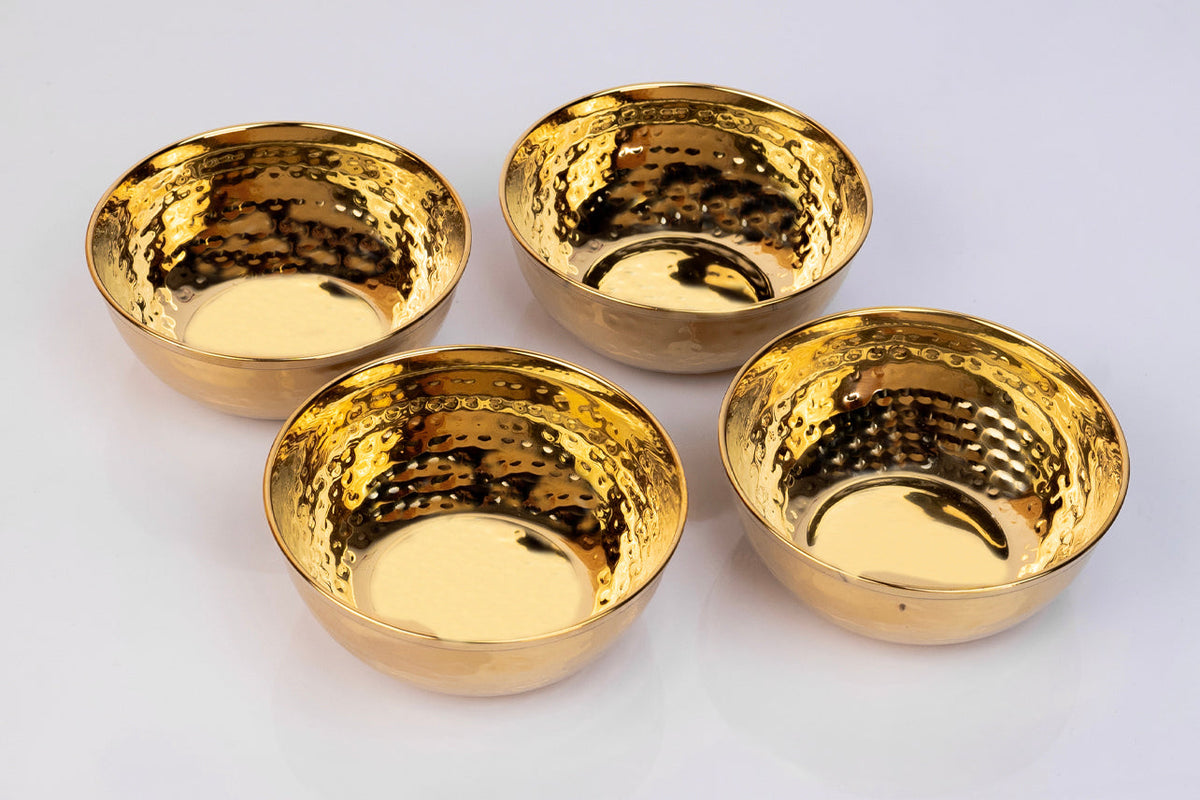 Hammered Stainless Steel Serving Bowl - Set of 4