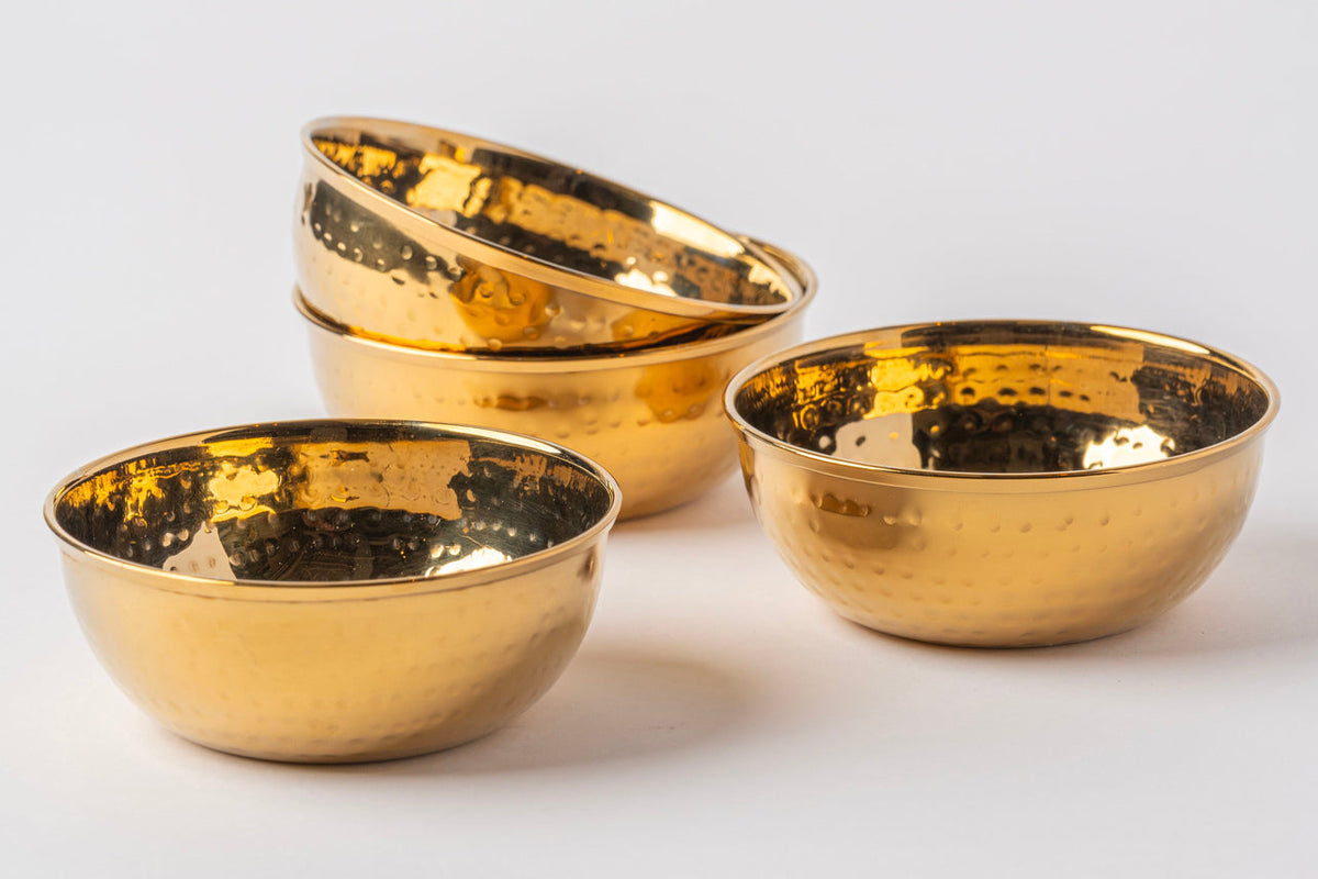 Hammered Stainless Steel Serving Bowl - Set of 4