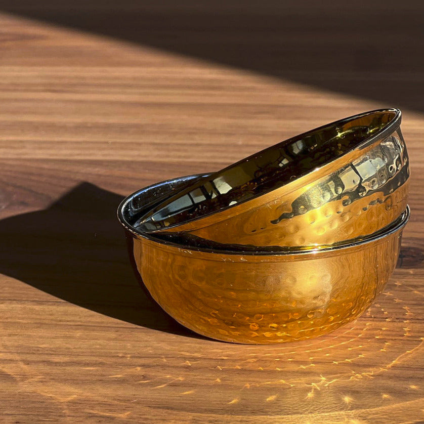 Hammered Stainless Steel Serving Bowl - Set of 4