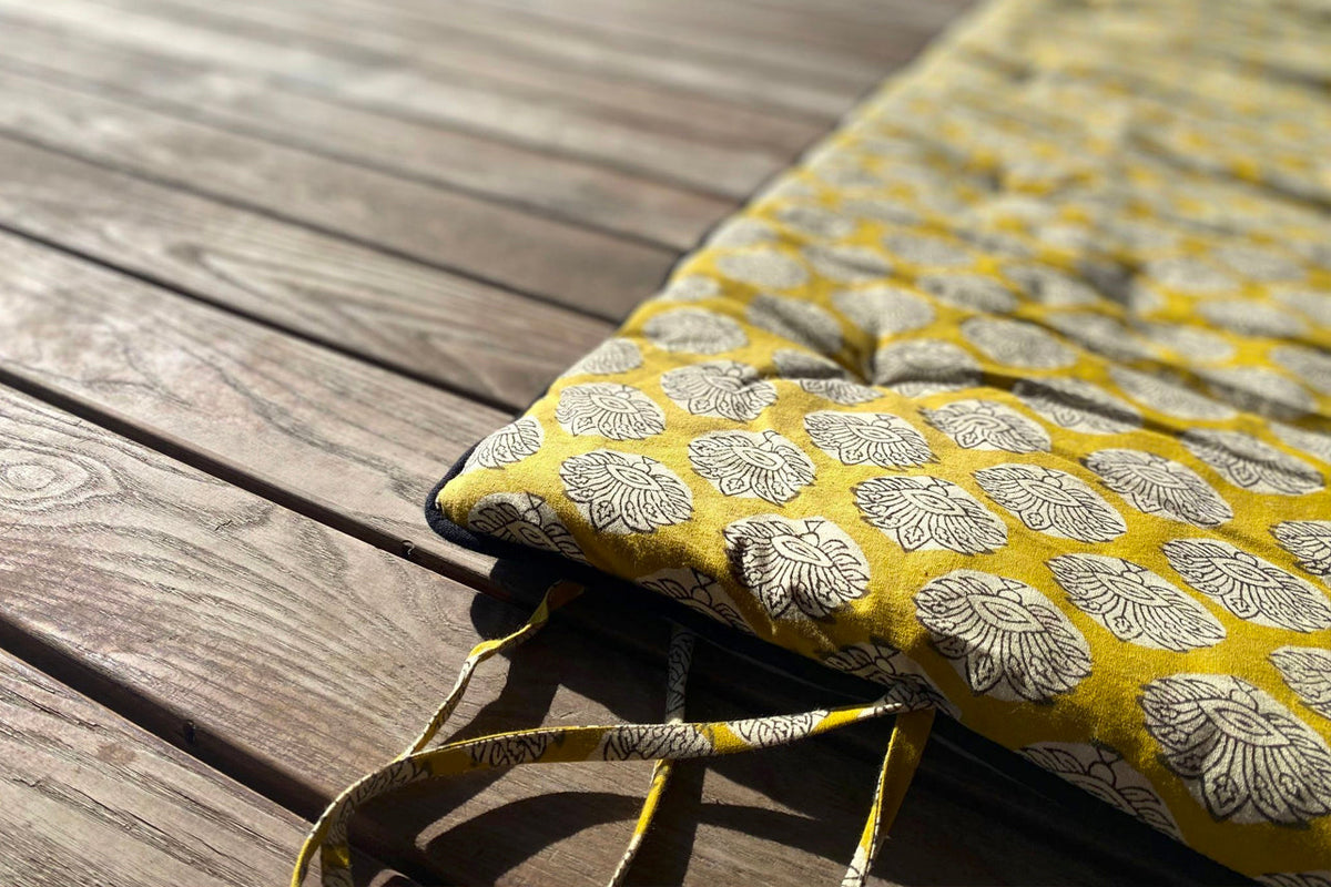 Block Print Restorative Yoga Mat with Towel and Carrying Case